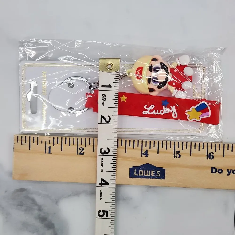 **NEW** Mario! Super Mario 3D Figure Keychain & Strap Bag Charm PVC/Silicone Red